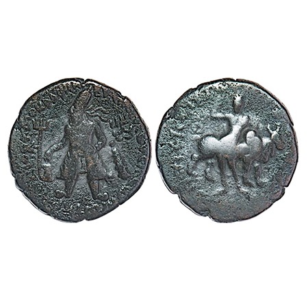 Kushanas, Wima Kadphises (c. 100-127/8 AD), Copper Tetradrachm, 16.15g, Obv: King standing
