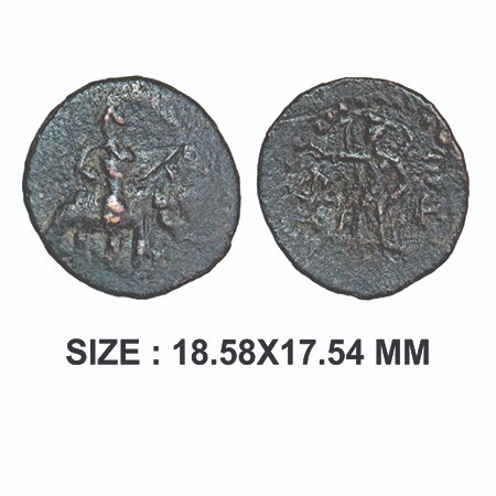Kushan Dynasty, Huvishka, (ca.155-187), Copper 1/4 unit, 1.86g, Obv: King on elephant to r