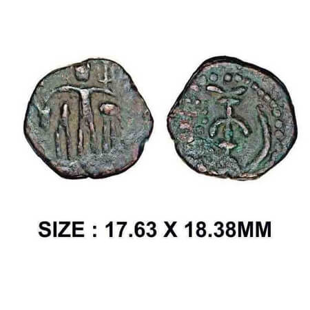 Later Kushana, Kaut Kula (c. 350-450 AD), Copper Drachma, 4.16g, Obv: Shiva standing with 
