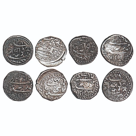 Junagadh, Silver, Kori (4 Coins), Bahdur Khan (AH 1226-1256/1868-1897 VS), VS 1938, AH 127