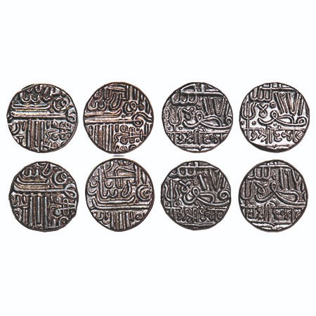 Kutch, Silver Kori (4 Coins), Deshalji I, INO Muzaffar Shah III, (4 different Types), 978 
