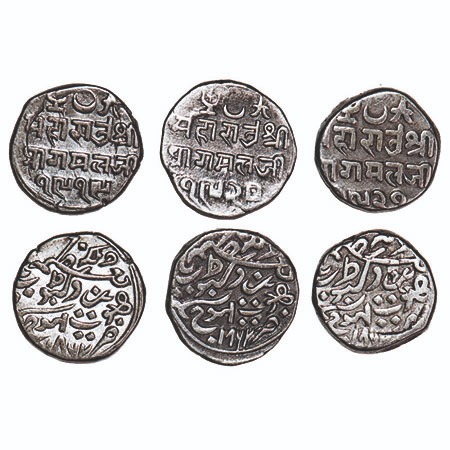 Kutch, Silver Kori (3 Coins), Pragmalji II, INO Queen Victoria VS 1919, 1920, 1921 AD. Raj