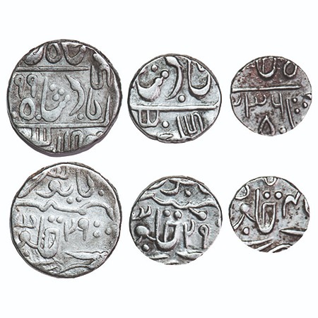 Partabgarh, Silver Rupee, ½, ¼, (3 Coins), British Protectorate issues and Dulep Singh (AH