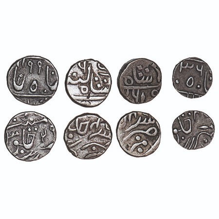 Partabgarh, Silver, ½ Rupees(3) & ¼ Rupee (1) (4 Coins), Dulep Singh (AH 1241-1281, 1825-1
