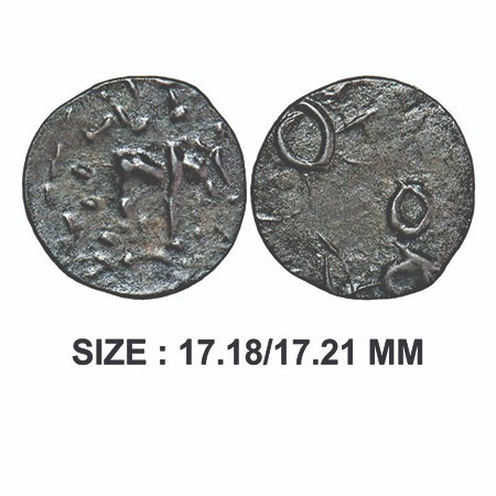 Pre Kadamba Banavasi (2nd-3rd Century AD), Potin Unit, 1.13g, Obv: Bull to right on a plat