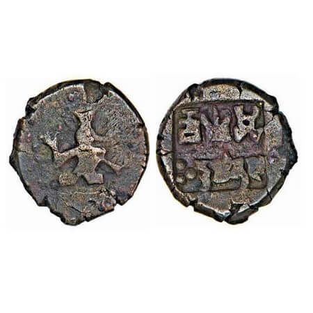 Panchala of Ahichhatra Dynasty, Indramitra, Copper, 3.97g, Obv: God Indra standing on a pe