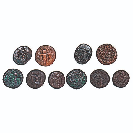 Travancore, Copper Cash, (5 Coins), Uthram Tirunal Marthanda Varma (AD 1847-1860), Obv: Sr