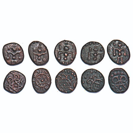 Travancore, Copper Cash (5 Coins), Ayilyam Thirunal Rama Varma (1860-1880 AD), Obv: Sree K