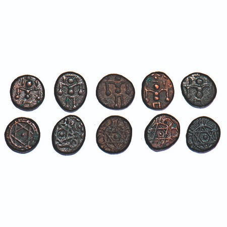 Travancore, Copper Cash (5 Coins), Sree Mulam Rama Varma (1885-1924 AD), Obv: Sree Krishna