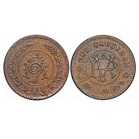 Travancore, Copper, 9.90g, Chukram, Rama Verma VI, struck during 1906-1935 AD, Obv: Conch.