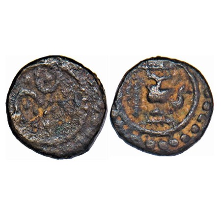Travancore, Copper Thirai Cash, 1.81g, Obv: diety, Rev: bird. BS 294.1 type. About Very Fi