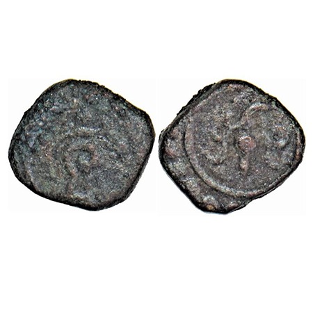 Travancore, Copper Thirai Cash, 0.87g, Obv: flower, Rev: conch. BS 373 type different. Fin
