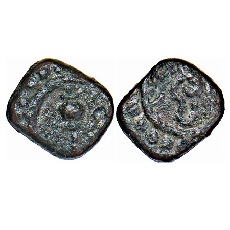 Travancore, Copper Thirai Cash, 0.79g, Obv: mace, Rev: conch. BS 375 type. About Very Fine