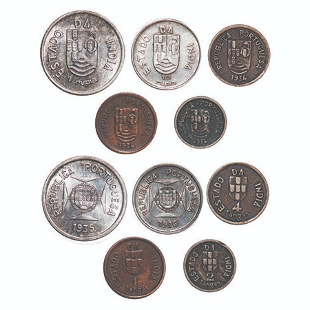Indo Portuguese, Silver & other Metals (5 Coins), 1, 2, 4, Tanga, Rupee & ½ Rupee, Republi