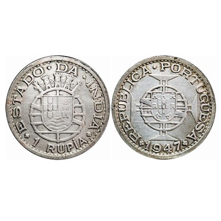 Indo Portuguese, Half Silver, Rupia, Republic, 1947. A.Gomes (page 605) 11.01 / KM 27. Ver