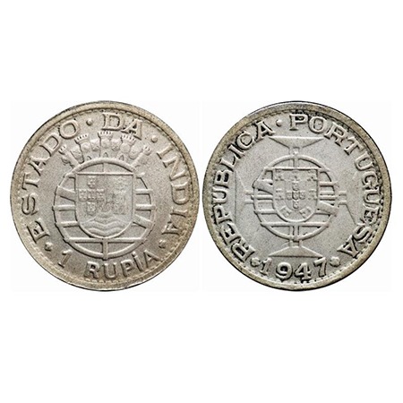 Indo Portuguese, Half Silver, Rupia, Republic, 1947. A.Gomes (page 605) 11.01 / KM 27. Abo