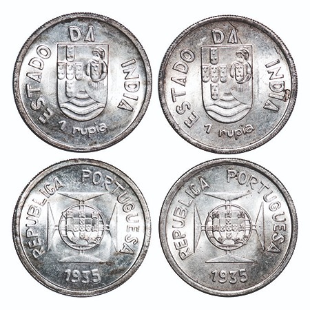 Indo Portuguese, Silver Rupee (2 Coins), Republic (1910-1961 AD), 1935 AD. A.Gomes (page 6