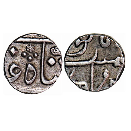 Bombay Presidency, Silver 1/4 Rupee, 2.92g, Surat Mint, INO Shah Alam II, RY 4(6), Crown o