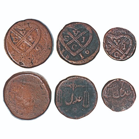 Bombay Presidency, Copper (3 Coins), 10.64g, (1802-1829 AD issue). 1) 2 Pice 1809 (20.73g)