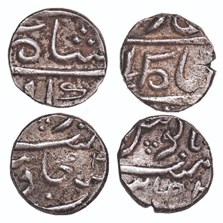 Bombay Presidency Malabar Coast, Silver 1/5 Rupee (2 type Coins), 2.30g, (1730-1796 AD Iss