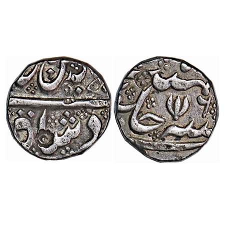 Madras Presidency, Silver Rupee, 11.23g, (1754-1759 AD Issue), lotus type, (AH 1172)/6 RY,