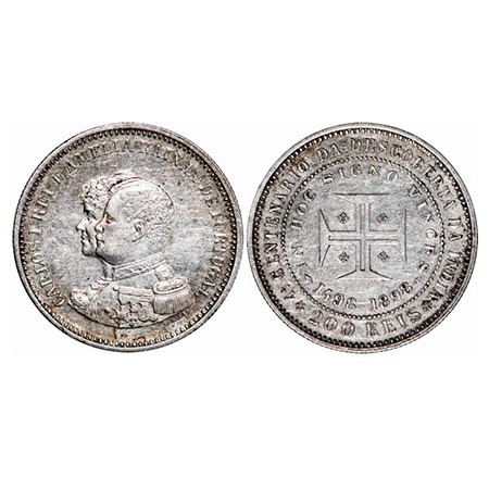 Portugal, Silver 200 Reis (0.917 silver), 1898 AD, 400th Anniversary Discovery of India. O