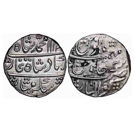 Muhammad Shah, Silver Rupee, 11.35g, Gwalior Mint, AH 1134/3 RY, complete mint name on rev