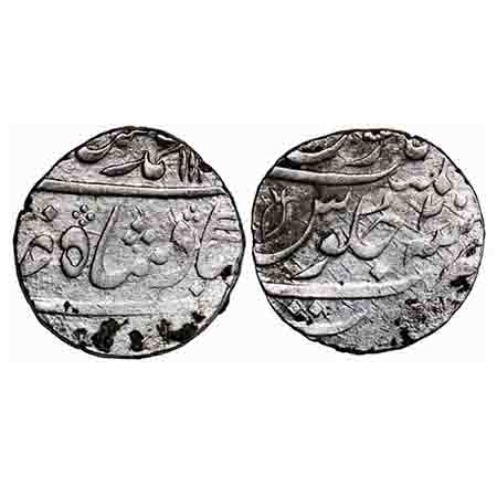 Muhammad Shah, Silver Rupee, 10.82g, Surat Mint, AH 11xx/2 RY. KM 436.60. About Very Fine,
