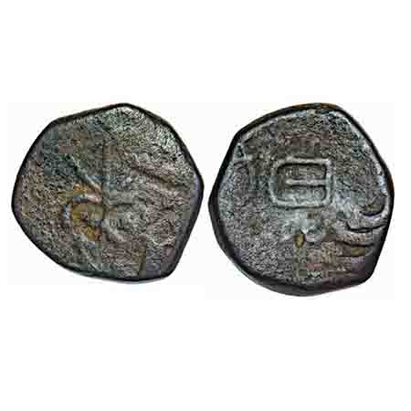 Dewas, Copper Paisa, 10.75g, Narayan Rao, Allote Mint, Struck on Chhota Udepur coin. KM 10