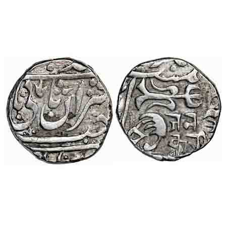 Gwalior, Silver Rupee, 10.86g, Jayaji Rao (1843-1886 AD), Basoda Mint, INO Muhammad Akbar 