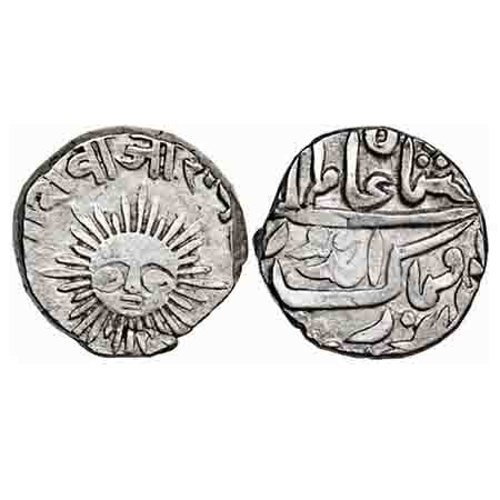 Indore, Silver ½ Rupee, 5.56g, Shivaji Rao, Indore Mint, INO Shah Alam II, date not visibl