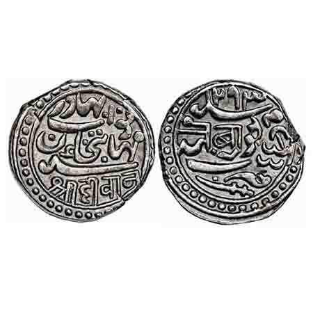 Junagadh, Silver Kori, 4.59g, Mahabat Khan III, AH 1293/1933 VS, Obv: Nawab Bahadur Mahaba