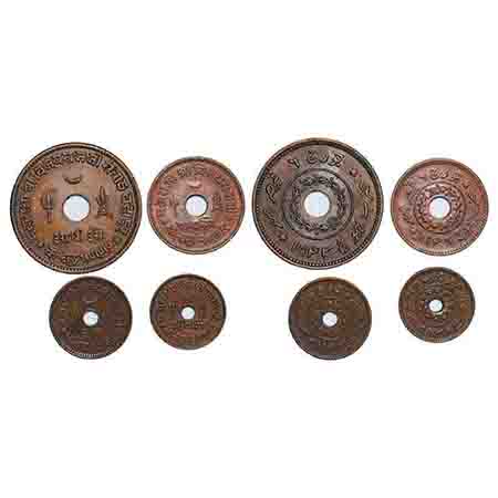 Kutch, (4 Coins) Copper, Vijayrajji (VS 1998-2004, 1942-1947 AD), Dhinglo, INO George VI V