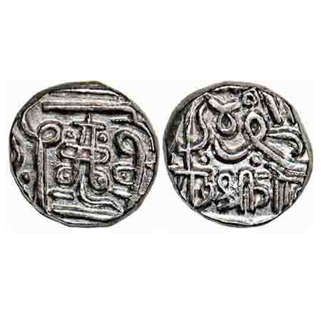 Kutch, Silver ½ Kori 2.26g, Gohodji II (AH 1174-1192/1761-1778 AD), INO Muzaffar Shah III 