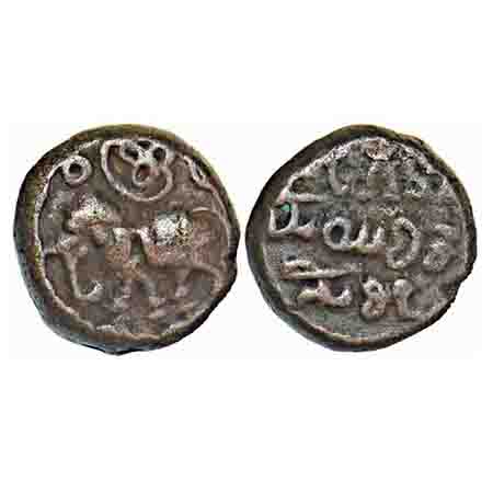 Mysore, Copper 5 Cash, 2.18g, Krishna Raja Wodeyar, ND, Obv: Elephant to left, above karan