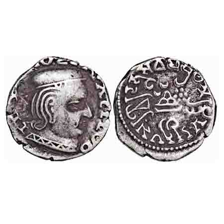 Abhiras, Isvaradatta(242-243 AD), Year One, Silver Dramma, 2.34 gm, Obv: Bust of king to r