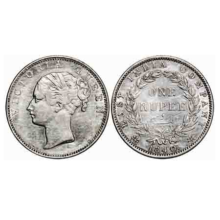 Victoria Queen, Silver, Rupee, 1840, CL, Madras Mint, A/VII, 'S' incused, English Head, Wr