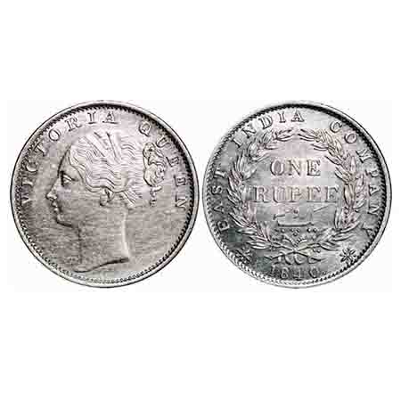 Victoria Queen, Silver, Rupee, 1840, CL, Bombay Mint, C/VI, English Head with completely m