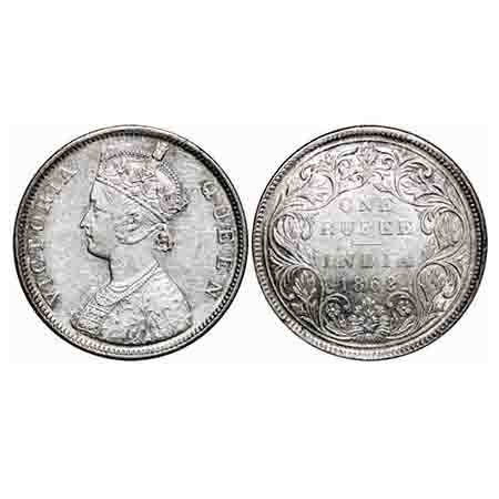 Victoria Queen, Silver, Rupee, 1862, Bombay Mint, B/II/1/0. F. Prid 69. GK 286. Almost Unc