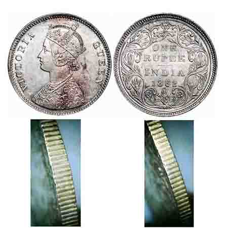 Victoria Queen, Silver, Rupee, 1862, Bombay Mint, A/II/0/4, w/o initial 'J', Ghost on Rev,