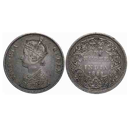 Victoria Queen, Silver, Rupee, 1862, Bombay Mint, A/II/1/10, dot above 'N' of One, w/o ini