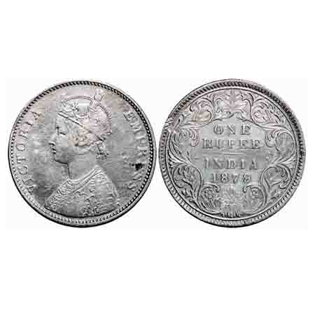 Victoria Empress, Silver, Rupee, 1879, Bombay Mint, A3/I, Dot. F. Prid 154. GK 460. Extrem