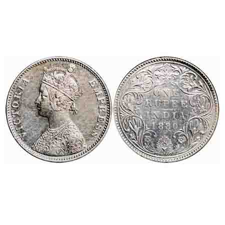 Victoria Empress, Silver, Rupee, 1880, Bombay Mint, A3/II(iv), Dot. F. Prid Unlisted. GK 4