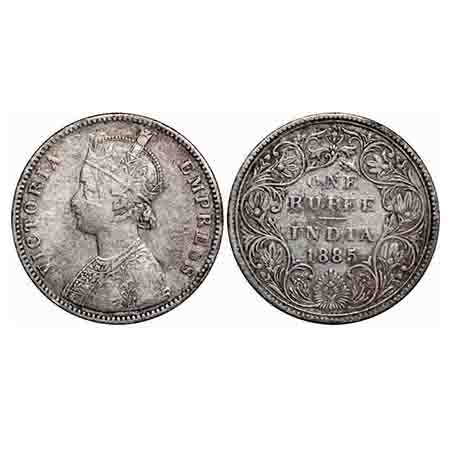 Victoria Empress, Silver, Rupee, 1885, Bombay Mint, A3/II(i), 'B' raised in top and bottom