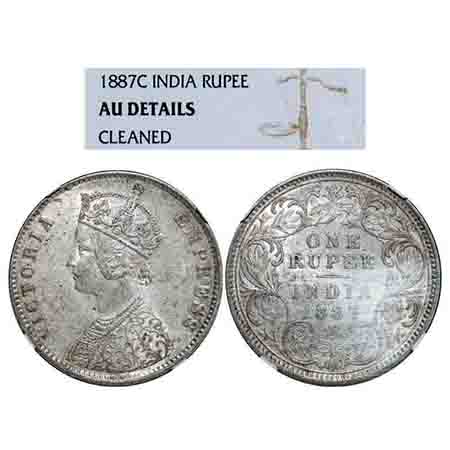 Victoria Empress, Silver, Rupee, 1887, Bombay Mint, C2/I(i), 'B' incused, 'B' incused inve