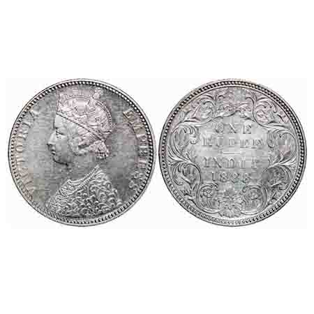 Victoria Empress, Silver, Rupee, 1888, Bombay Mint, C2/I, 'B' raised. F. Prid 174. GK 551.