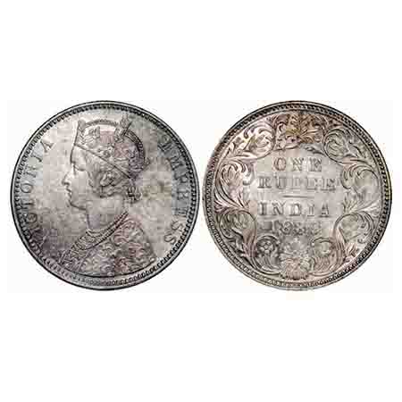 Victoria Empress, Silver, Rupee, 1889, Bombay Mint, C2/I, 'B' incused. F. Prid 177. GK 564