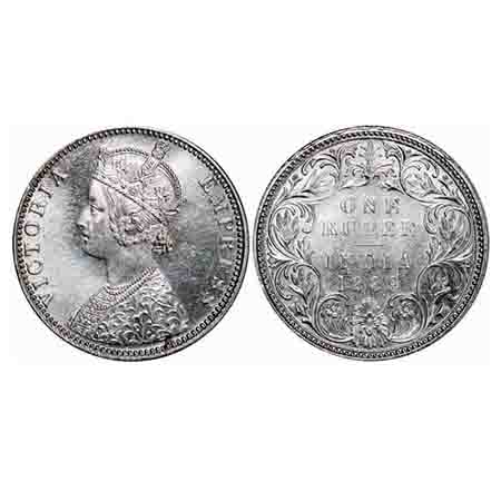 Victoria Empress, Silver, Rupee, 1889, Bombay Mint, C2/I, 'B' incused. F. Prid 177. GK 564