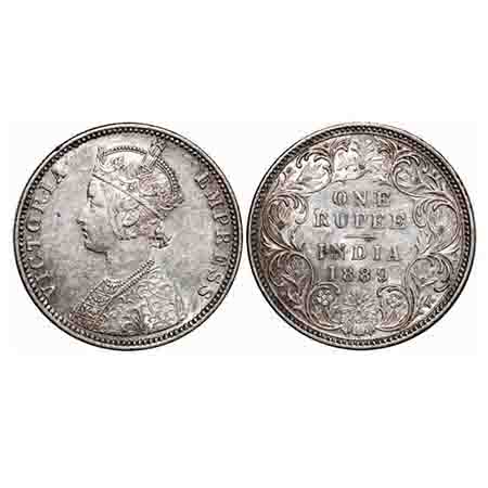 Victoria Empress, Silver, Rupee, 1889, Bombay Mint, C2/I, 'B' incused. F. Prid 177. GK 564