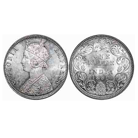 Victoria Empress, Silver, Rupee, 1890, Bombay Mint, C2/I, 'B' inused. F. Prid 178. GK 566.